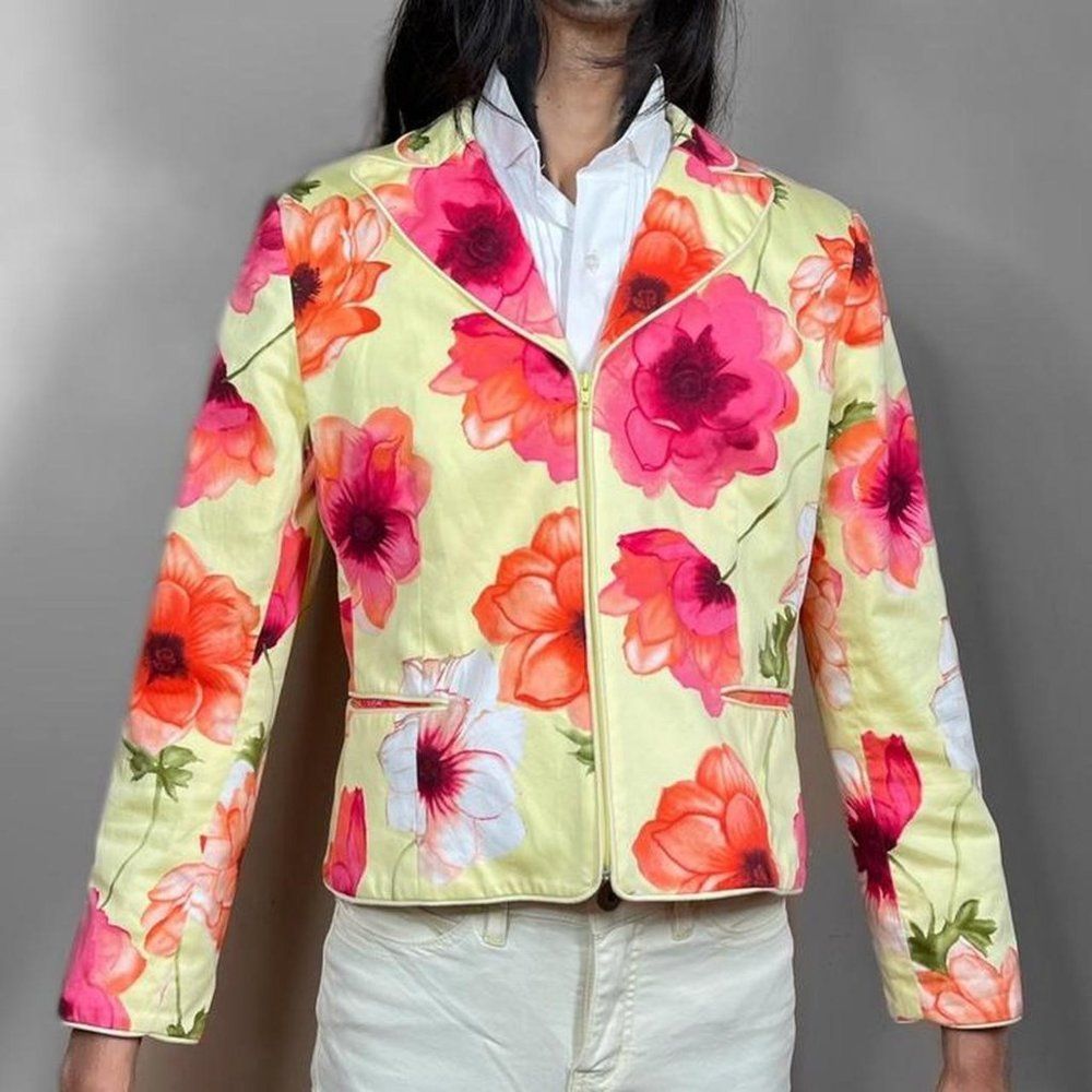 70s Y2K Jacket Vintage Floral Blazer Medium Flower Jacket Boho Festival Unisex